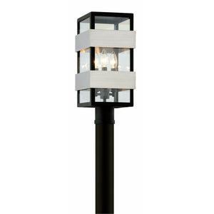 Dana Point Post Light Black With Brushed Stainless