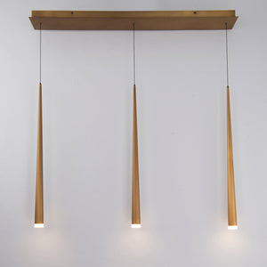 Cascade LED 3 Light Etched Glass Linear Chandelier