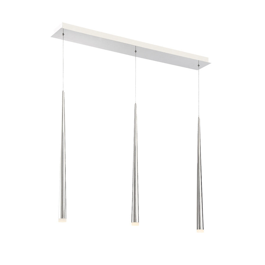 Cascade LED 3 Light Etched Glass Linear Chandelier