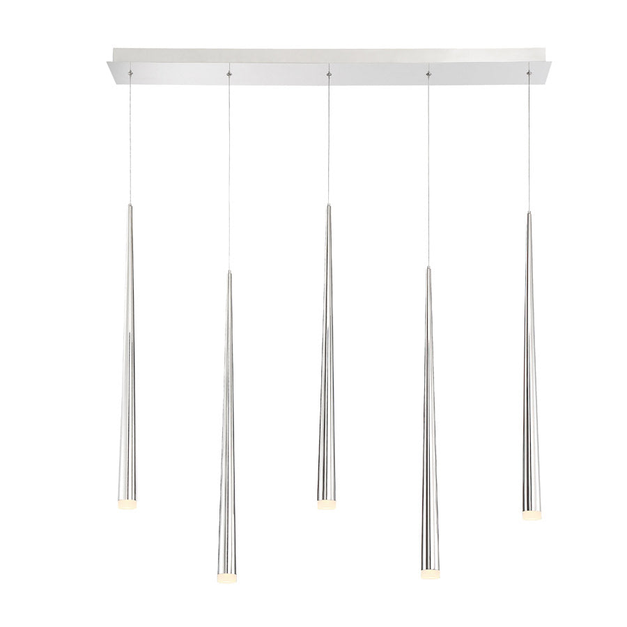 Cascade LED 5 Light Etched Glass Linear Chandelier