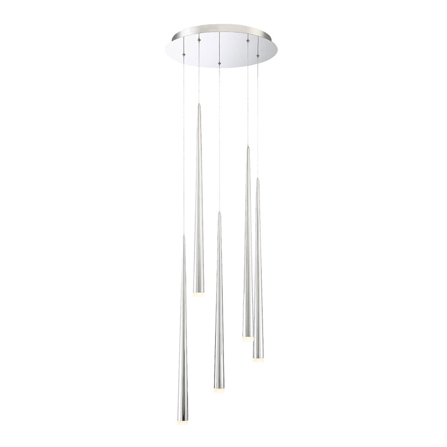 Cascade LED 5 Light Etched Glass Round Chandelier