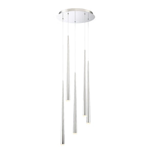 Cascade LED 5 Light Etched Glass Round Chandelier
