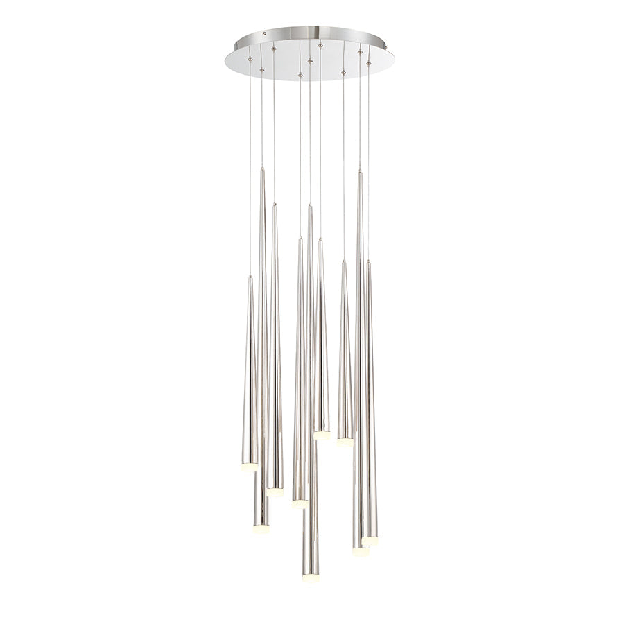 Cascade LED 9 Light Etched Glass Round Chandelier