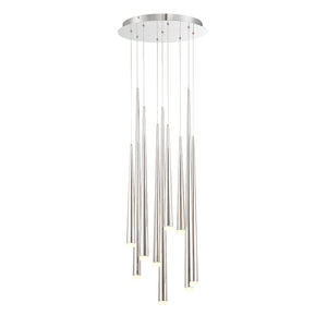Cascade LED 9 Light Etched Glass Round Chandelier