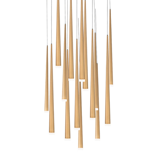 Cascade LED 15 Light Etched Glass Round Chandelier