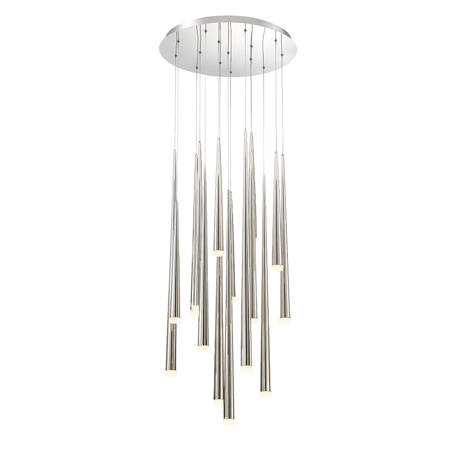 Cascade LED 15 Light Etched Glass Round Chandelier