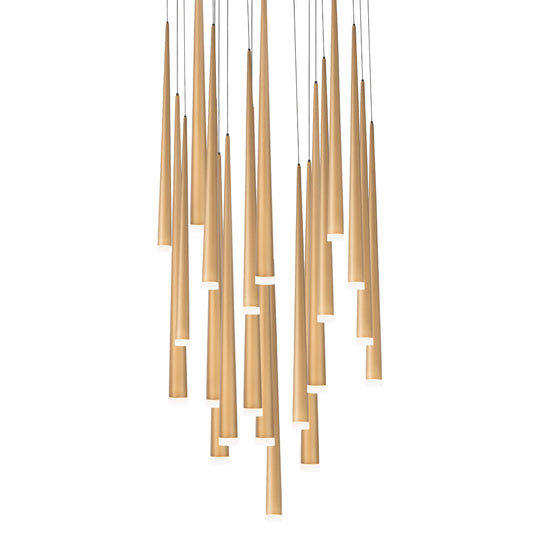 Cascade LED 21 Light Etched Glass Round Chandelier