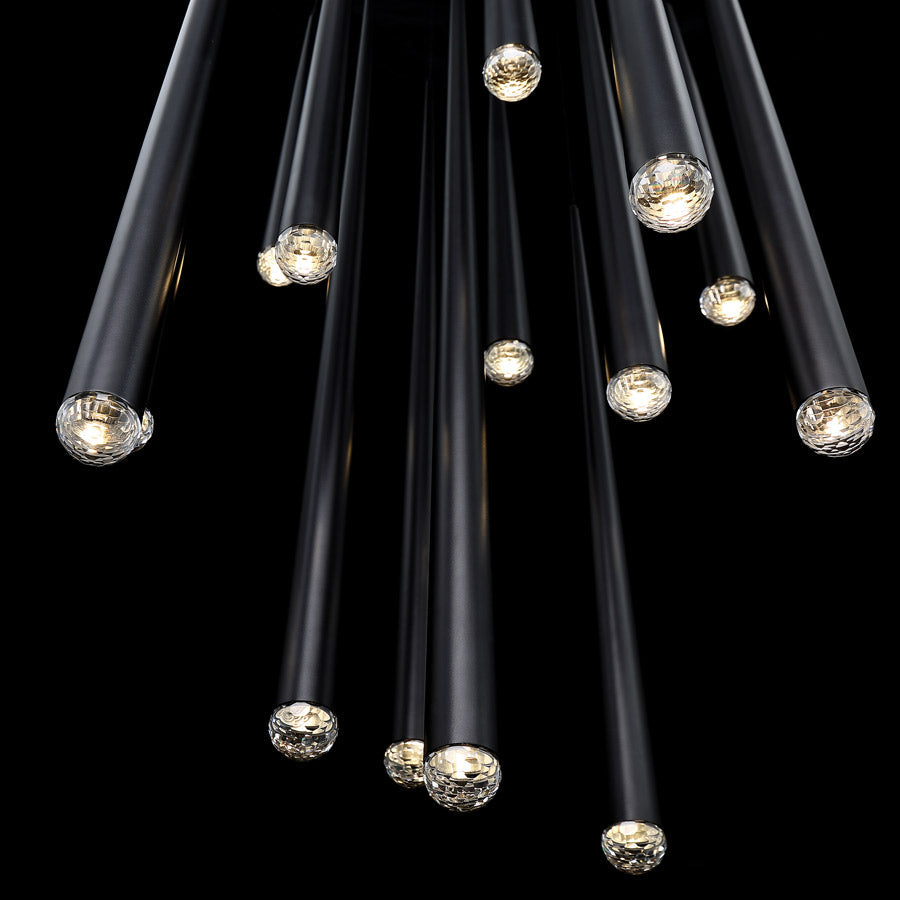 Cascade LED 21 Light Etched Glass Round Chandelier