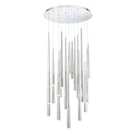 Cascade LED 21 Light Etched Glass Round Chandelier