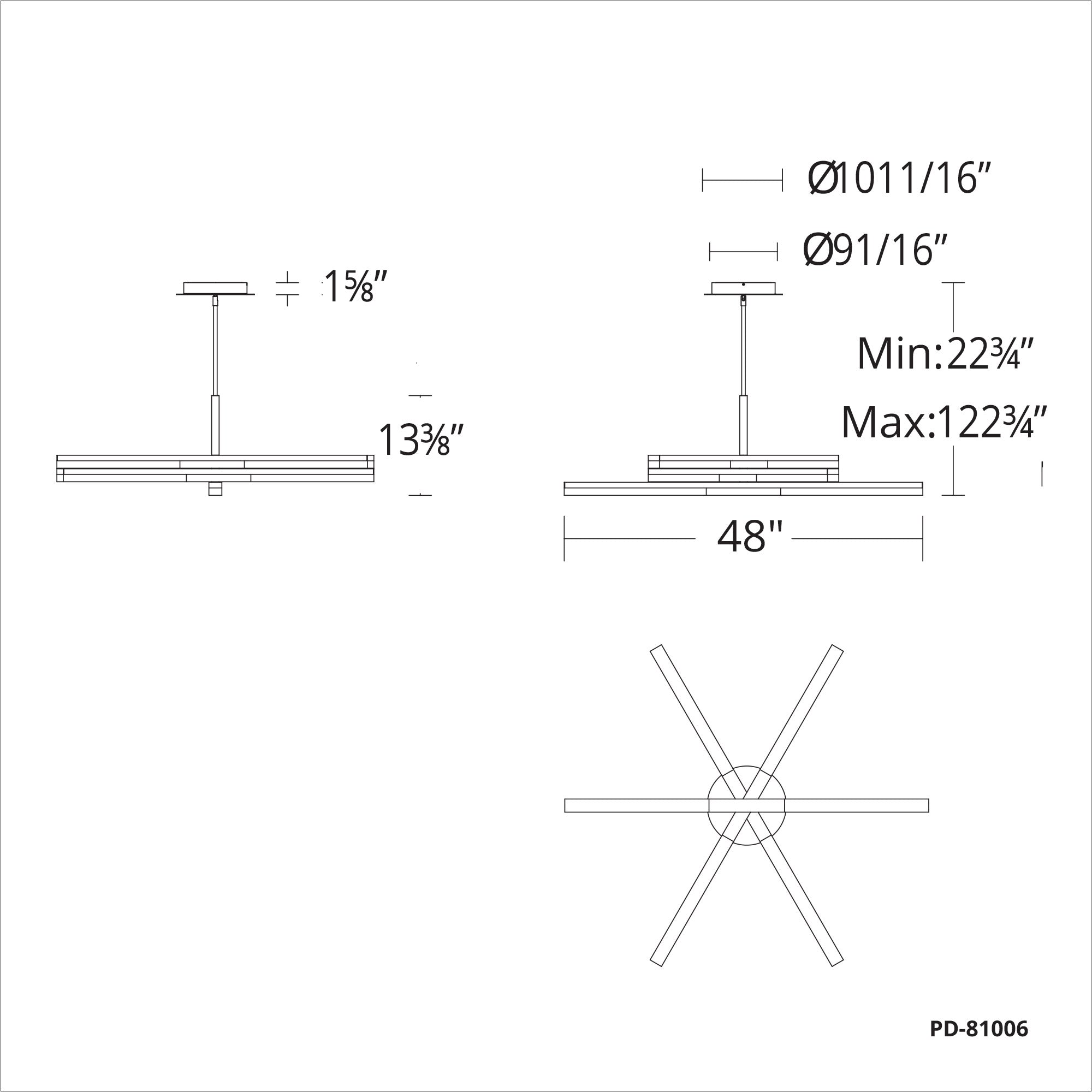 Minx 48" LED 3 Light Pendant