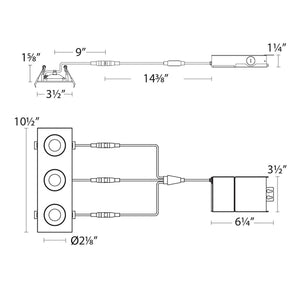 Lotos 2" LED 3-Light Square Adjustable Recessed Kit