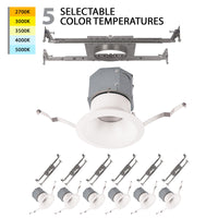 Pop-in 4" LED Round New Construction Recessed Kit 5-CCT Selectable (Pack of 6)