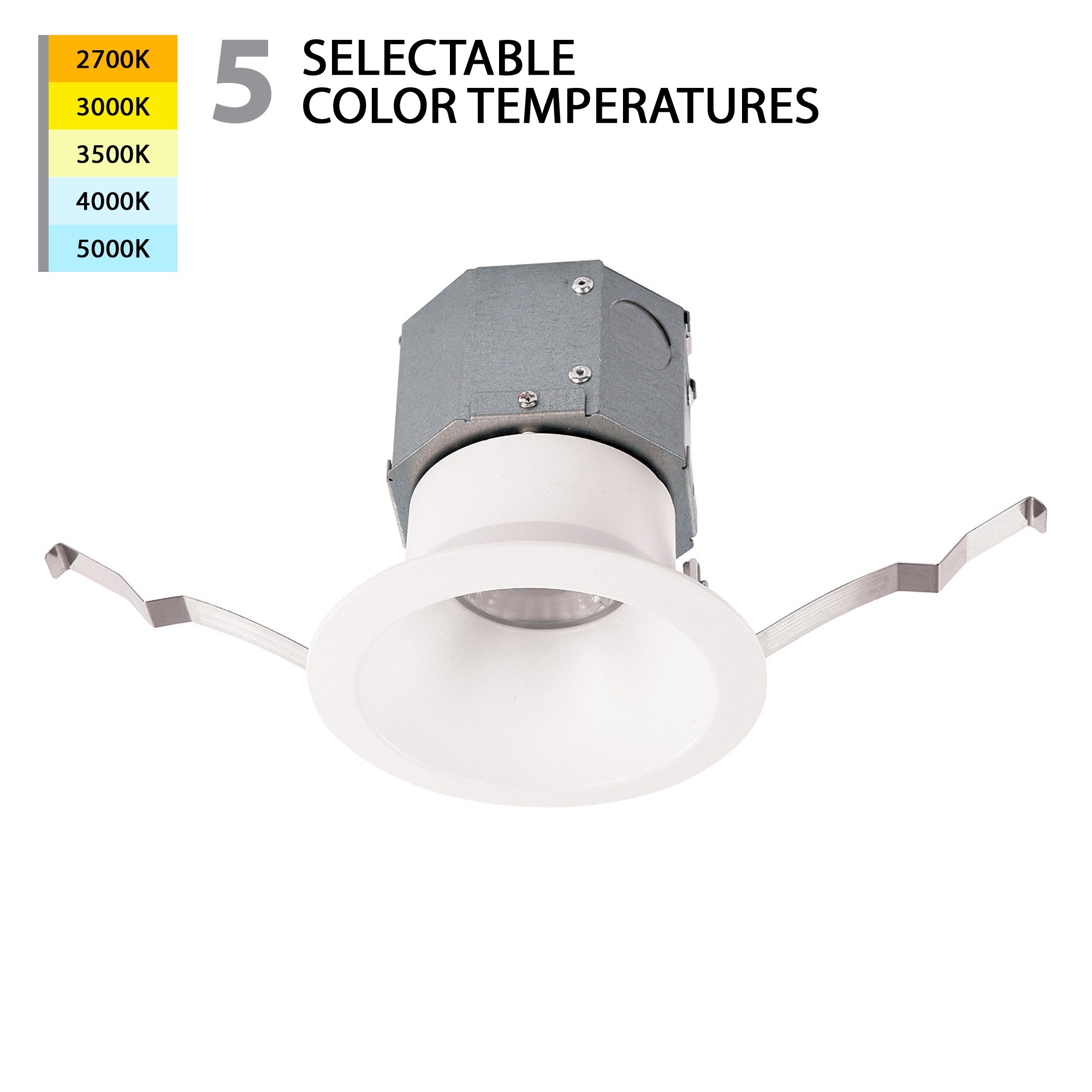 Pop-in 4" LED Round Recessed Kit 5-CCT Selectable