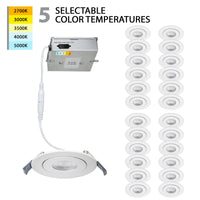 Lotos 4" LED Round Adjustable 5-CCT Selectable Recessed Kit (Pack of 24)