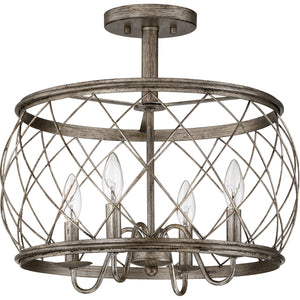 Dury Semi Flush Mount Century Silver Leaf