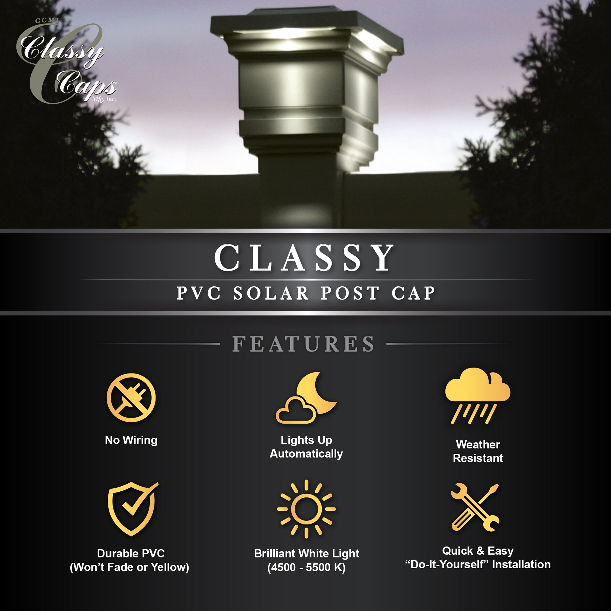 4x4 Classy Solar Post Cap