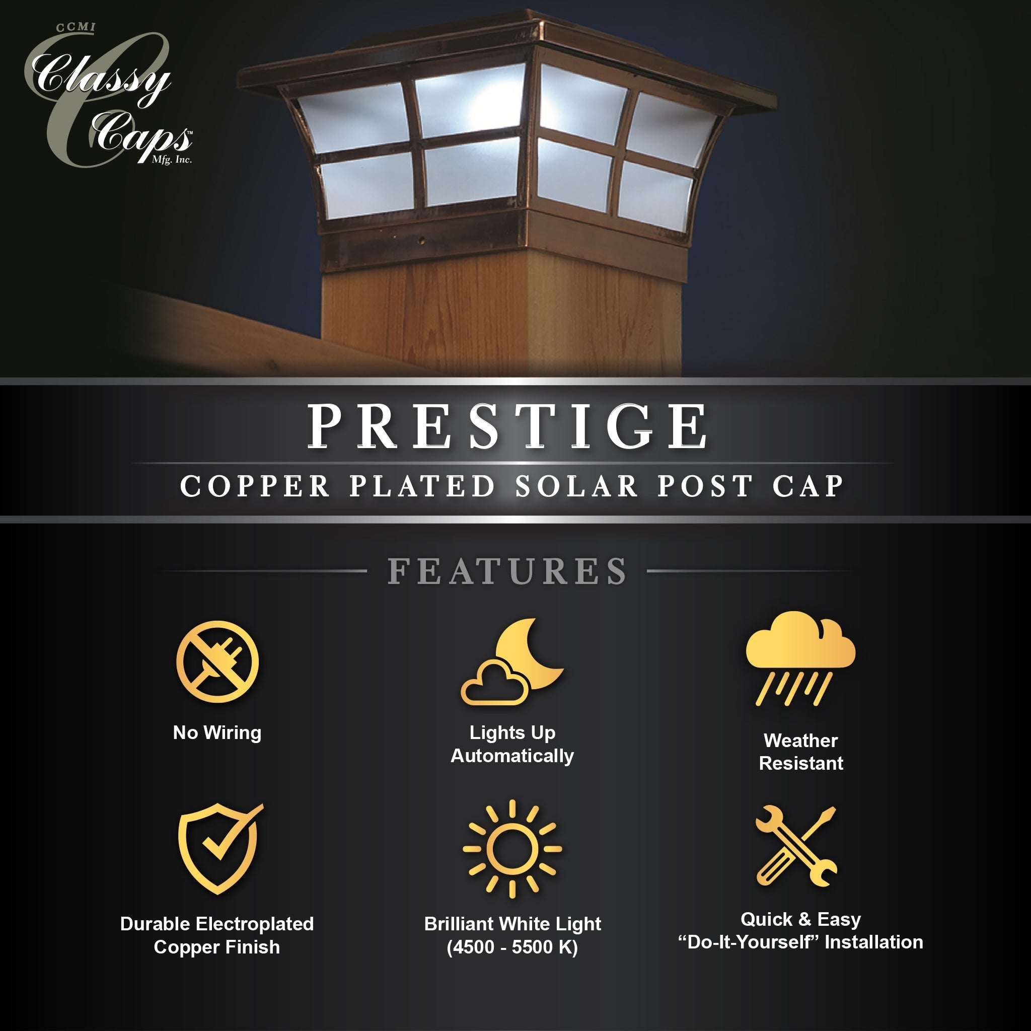 6x6 Prestige Solar Post Cap