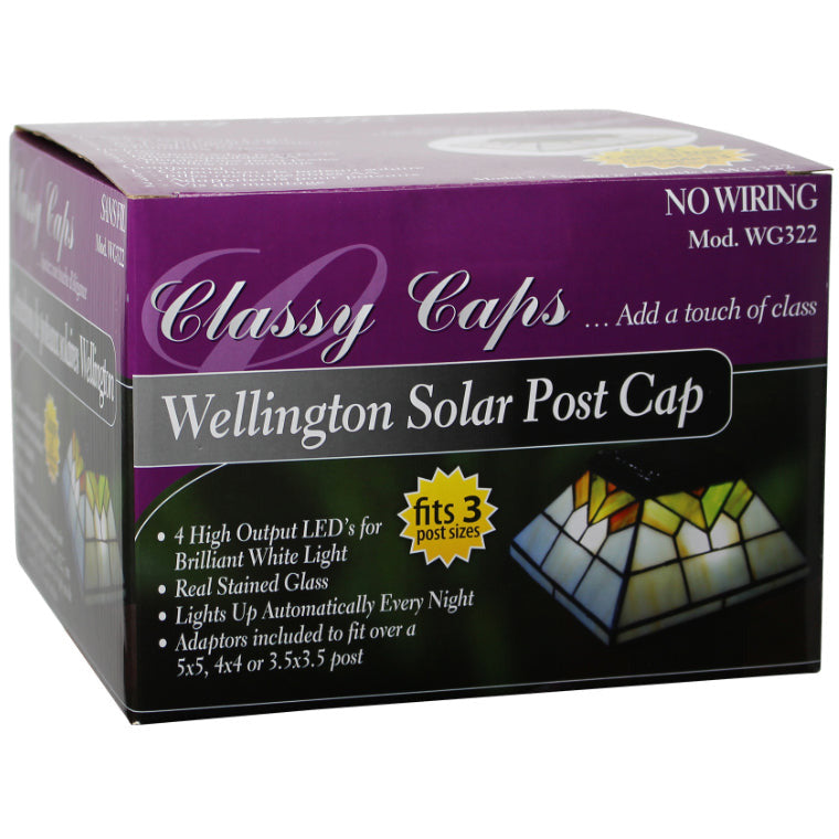 5x5/4x4/3.5x3.5 Stained Glass Wellington Solar Post Cap