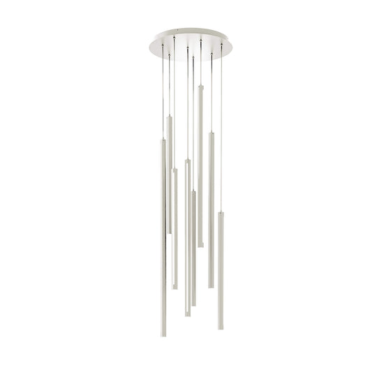 Round Cct Led Duo-Light Cylinder Pendant Cluster